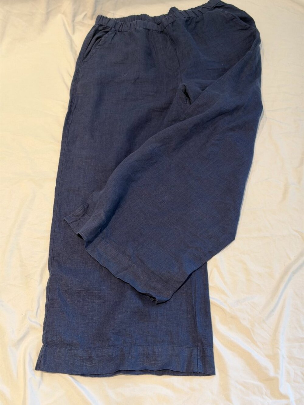 Frank & Eileen Navy Linen Easy Pull-On Pants Size Large